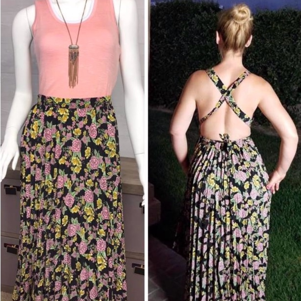 LuLaRoe Floral Black Wrap Skirt Ladies XL NEW!